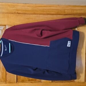 Under Armour Red and Navy Colorblock Long Sleeve Sweatshirt   XL